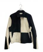 FORSOMEONEフォーサムワン）の古着「シープレザージャケット」｜ブラック×ホワイト