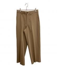 MARKAWARE（マーカウェア）の古着「3/72アルゼンチンウールトロピカルサバイバルクロス / フラットフロントワイドトラウザーズ」｜ベージュ