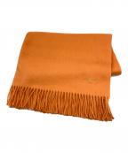 HERMESエルメス）の古着「ロゴ刺繍 カシミヤ フリンジマフラー」｜オレンジ