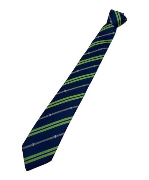 HERMES（エルメス）HERMES (エルメス) ベルト柄 ネクタイ グリーン×ネイビー サイズ:実寸サイズをご参照下さい。 未使用品の古着・服飾アイテム