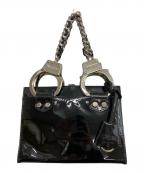 MOSCHINOモスキーノ）の古着「ハンドカフハンドルパテントハンドバッグ」｜ブラック