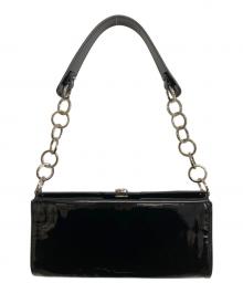 Salvatore Ferragamo（サルヴァトーレ フェラガモ）の古着「パテントレザーチェーンショルダーバッグ」｜ブラック