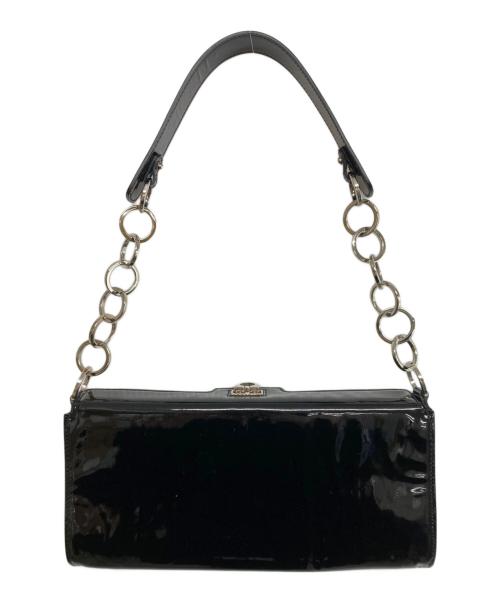 Salvatore Ferragamo（サルヴァトーレ フェラガモ）Salvatore Ferragamo (サルヴァトーレ フェラガモ) パテントレザーチェーンショルダーバッグ ブラック サイズ:実寸サイズをご参照下さい。の古着・服飾アイテム