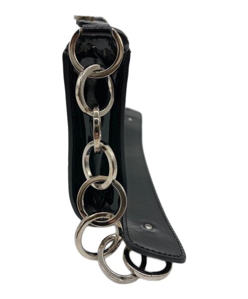 Salvatore Ferragamo（サルヴァトーレ フェラガモ）Salvatore Ferragamo (サルヴァトーレ フェラガモ) パテントレザーチェーンショルダーバッグ ブラック サイズ:実寸サイズをご参照下さい。の古着・服飾アイテム