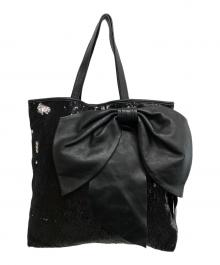 RED VALENTINO（レッドヴァレンティノ）の古着「スパンコールリボントートバッグ」｜ブラック