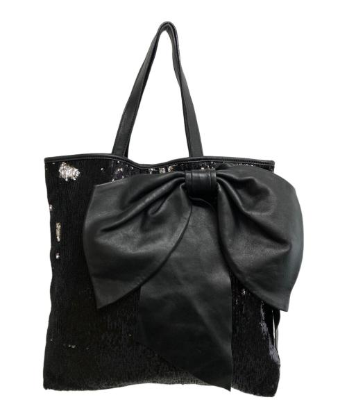 RED VALENTINO（レッドヴァレンティノ）RED VALENTINO (レッドヴァレンティノ) スパンコールリボントートバッグ ブラック サイズ:実寸サイズをご参照下さい。の古着・服飾アイテム