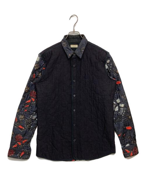DRIES VAN NOTEN（ドリスヴァンノッテン）DRIES VAN NOTEN (ドリスヴァンノッテン) キルティングフローラルシャツジャケット ネイビー サイズ:SIZE 48の古着・服飾アイテム
