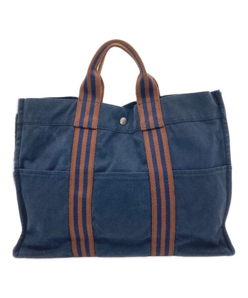 HERMES（エルメス）HERMES (エルメス) フールトゥMM トートバッグ ネイビー×ブラウンの古着・服飾アイテム