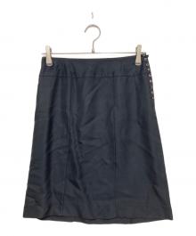 LOUIS VUITTON（ルイ ヴィトン）の古着「レーヨン シルク ロゴ スカート」｜ブラック