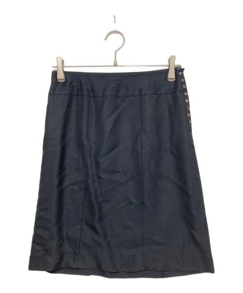 LOUIS VUITTON（ルイ ヴィトン）LOUIS VUITTON (ルイ ヴィトン) レーヨン シルク ロゴ スカート ブラック サイズ:SIZE 36の古着・服飾アイテム