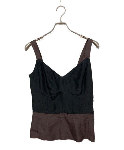 LOUIS VUITTON（ルイ ヴィトン）LOUIS VUITTON (ルイ ヴィトン) シルク混 キャミソール ブラック×ブラウン サイズ:SIZE 36の古着・服飾アイテム