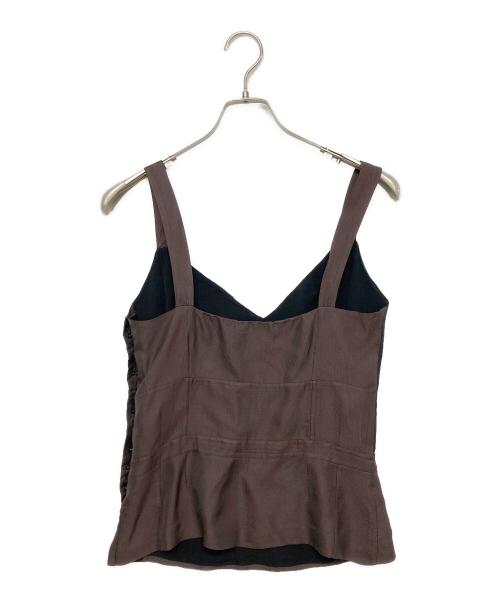 LOUIS VUITTON（ルイ ヴィトン）LOUIS VUITTON (ルイ ヴィトン) シルク混 キャミソール ブラック×ブラウン サイズ:SIZE 36の古着・服飾アイテム