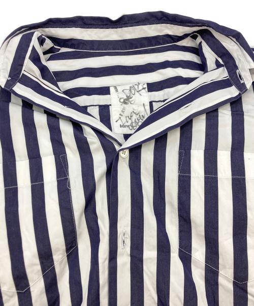 I am dork（アイアムドーク）I am dork (アイアムドーク) ストライプシャツ ホワイト×ネイビー サイズ:実寸サイズをご参照下さい。の古着・服飾アイテム