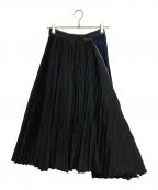 sacaiサカイ）の古着「Cotton Poplin Zipper Pleated Skirt」｜ブラック×ネイビー