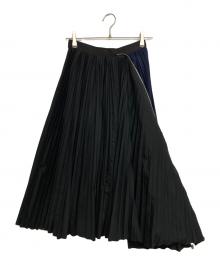 sacai（サカイ）の古着「Cotton Poplin Zipper Pleated Skirt」｜ブラック×ネイビー