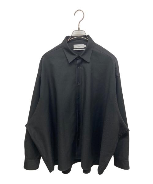 Graphpaper（グラフペーパー）Graphpaper (グラフペーパー) Stretch Kersey Oversized Shirt ブラック サイズ:SIZE Freeの古着・服飾アイテム