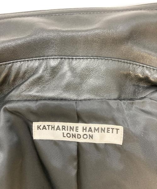 KATHARINE HAMNETT（キャサリンハムネット）KATHARINE HAMNETT (キャサリンハムネット) ラムレザーコート ブラック サイズ:SIZE XLの古着・服飾アイテム