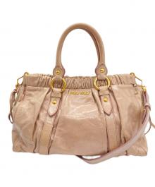 MIU MIU（ミュウミュウ）の古着「VITELLO LUX 2WAY BAG/ヴィッテロラックス2WAYバッグ」｜MUGHETTO(ライトピンク)