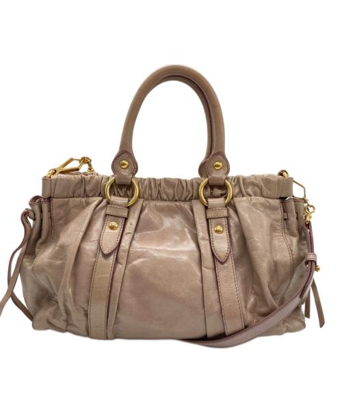 MIU MIU（ミュウミュウ）MIU MIU (ミュウミュウ) VITELLO LUX 2WAY BAG/ヴィッテロラックス2WAYバッグ MUGHETTO(ライトピンク)の古着・服飾アイテム