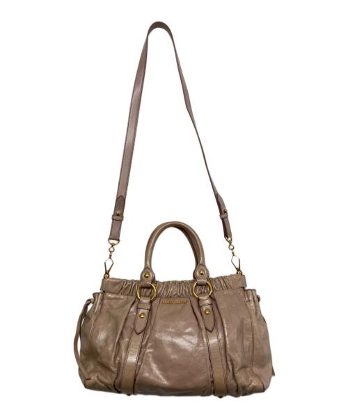 MIU MIU（ミュウミュウ）MIU MIU (ミュウミュウ) VITELLO LUX 2WAY BAG/ヴィッテロラックス2WAYバッグ MUGHETTO(ライトピンク)の古着・服飾アイテム