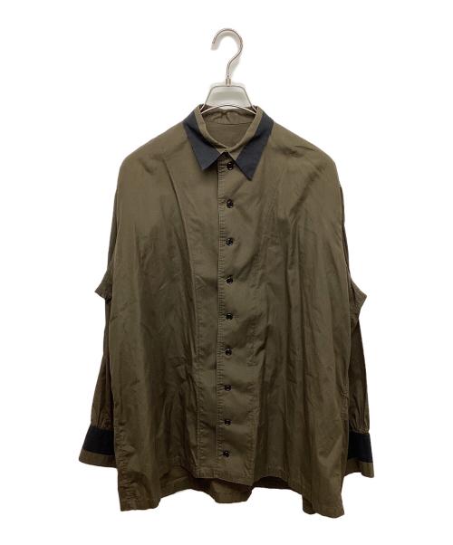 Christopher Nemeth（クリストファーネメス）Christopher Nemeth (クリストファーネメス) バイカラーシャツ ブラック×ブラウン サイズ:不明の古着・服飾アイテム