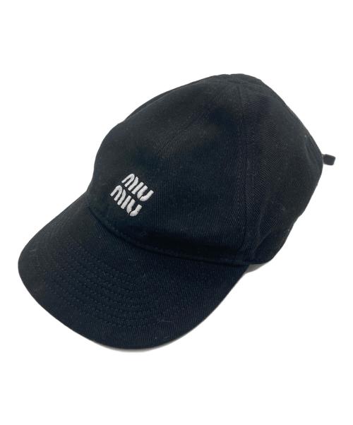 MIU MIU（ミュウミュウ）MIU MIU (ミュウミュウ) ベースボールキャップ ブラック サイズ:SIZE Sの古着・服飾アイテム