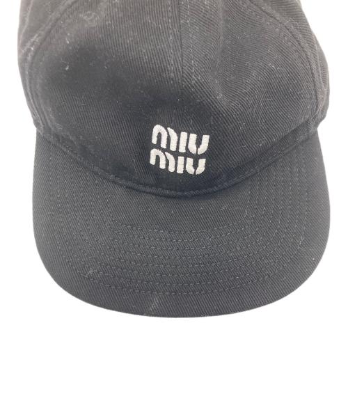 MIU MIU（ミュウミュウ）MIU MIU (ミュウミュウ) ベースボールキャップ ブラック サイズ:SIZE Sの古着・服飾アイテム
