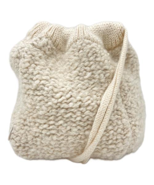 JIL SANDER+（ジルサンダープラス）JIL SANDER+ (ジルサンダープラス) ニット巾着ショルダーバッグ ホワイトの古着・服飾アイテム