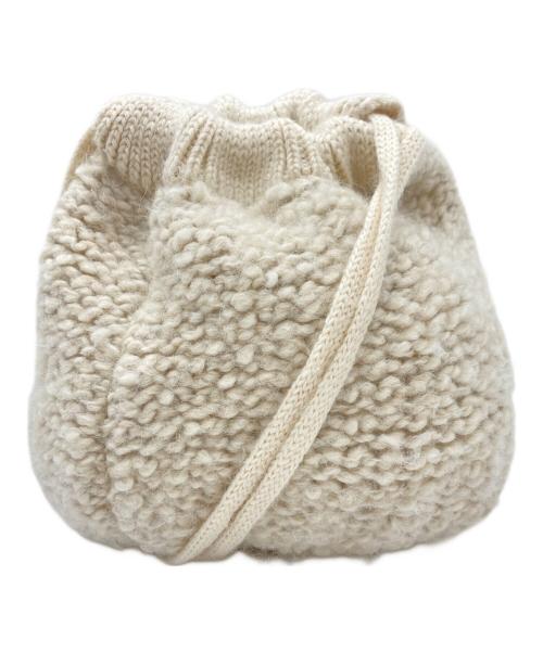 JIL SANDER+（ジルサンダープラス）JIL SANDER+ (ジルサンダープラス) ニット巾着ショルダーバッグ ホワイトの古着・服飾アイテム