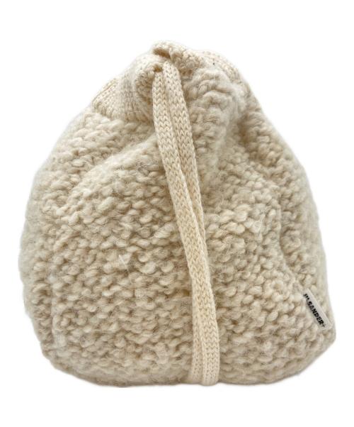 JIL SANDER+（ジルサンダープラス）JIL SANDER+ (ジルサンダープラス) ニット巾着ショルダーバッグ ホワイトの古着・服飾アイテム