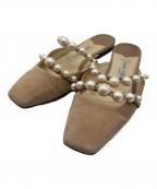 JIMMY CHOOジミーチュウ）の古着「パール スクエアトゥ ミュール」｜ベージュ