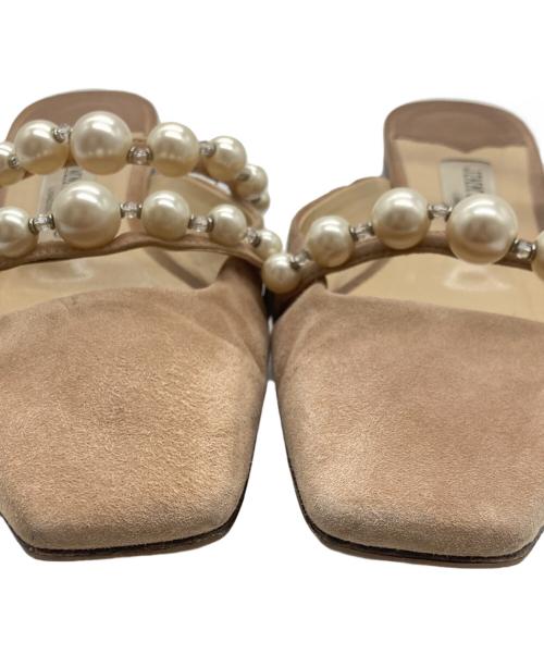JIMMY CHOO（ジミーチュウ）JIMMY CHOO (ジミーチュウ) パール スクエアトゥ ミュール ベージュ サイズ:SIZE 37の古着・服飾アイテム