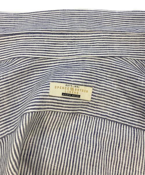 SPENCE BRYSON（スペンスブライソン）SPENCE BRYSON (スペンスブライソン) リネンボタンダウンシャツ ホワイト×ブルー サイズ:不明の古着・服飾アイテム