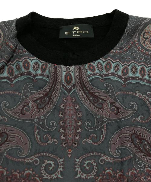 ETRO（エトロ）ETRO (エトロ) ペイズリー柄シルクニット グレー×ブラック サイズ:SIZE42の古着・服飾アイテム