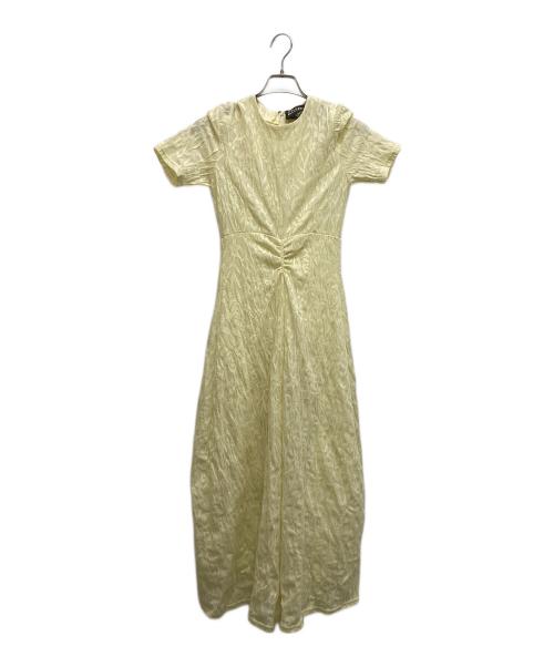 PHOTOCOPIEU（フォトコピュー）PHOTOCOPIEU (フォトコピュー) THE TOKYO (ザトーキョー) FLOWER JAQUARD SHORT SLEEVE DRESS イエロー サイズ:36の古着・服飾アイテム