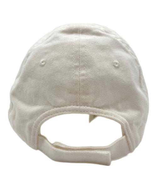 BALENCIAGA（バレンシアガ）BALENCIAGA (バレンシアガ) 刺繍 ダメージ加工 ピアス ベルクロ キャップ ホワイト サイズ:SIZE Sの古着・服飾アイテム