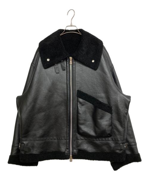 TAKAHIROMIYASHITA TheSoloIst.（タカヒロミヤシタ ザソロイスト）TAKAHIROMIYASHITA TheSoloIst. (タカヒロミヤシタ ザソロイスト) faux mouton flight jacket. ブラック サイズ:SIZE 46の古着・服飾アイテム