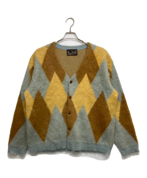 ROUTINE（ルーティン）ROUTINE (ルーティン) ダイヤモンド・カーディ ブルー×オレンジ サイズ:SIZE Freeの古着・服飾アイテム