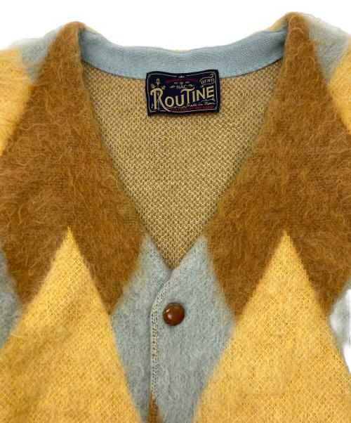 ROUTINE（ルーティン）ROUTINE (ルーティン) ダイヤモンド・カーディ ブルー×オレンジ サイズ:SIZE Freeの古着・服飾アイテム