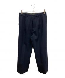 AURALEE（オーラリー）の古着「ライトメルトンワイドスラックスパンツ」｜ネイビー