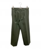 AURALEEオーラリー）の古着「ライトメルトンワイドスラックス」｜グリーン