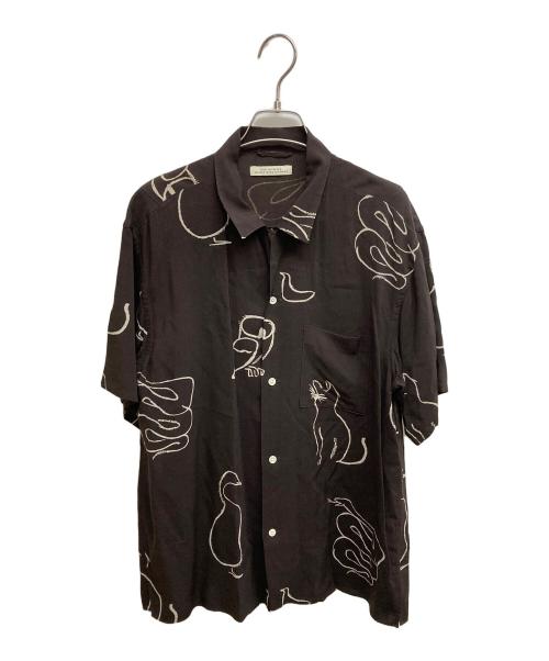 OLD JOE & Co.（オールドジョー）OLD JOE & Co. (オールドジョー) ORIGINAL PRINTED OPEN COLLAR SHIRTS DRAWING short sleeve ブラック サイズ:SIZE 15 1/2の古着・服飾アイテム
