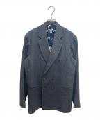 m's braqueエムズブラック）の古着「ストライプ ダブルジャケット」｜グレー