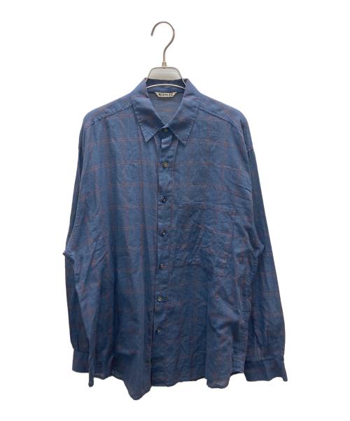 AURALEE（オーラリー）AURALEE (オーラリー) SUPER LIGHT CHECK BIG SHIRTS ブルー サイズ:SIZE4の古着・服飾アイテム