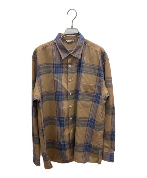 AURALEE（オーラリー）AURALEE (オーラリー) SUPER LIGHT WOOL CHECK SHIRTS ブラウン サイズ:SIZE4の古着・服飾アイテム