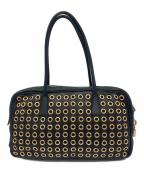 PRADAプラダ）の古着「パンチング レザー スタッズ ハンドバッグ」｜ブラック