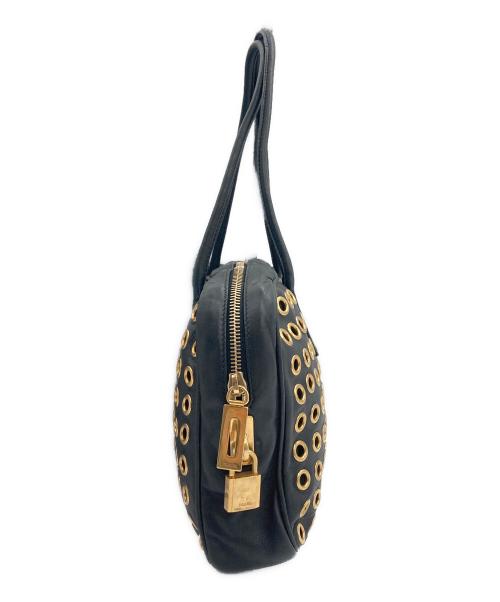 PRADA（プラダ）PRADA (プラダ) パンチング レザー スタッズ ハンドバッグ ブラックの古着・服飾アイテム