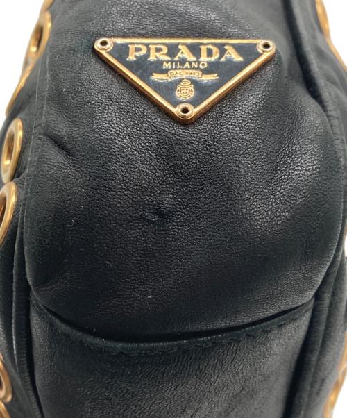 PRADA（プラダ）PRADA (プラダ) パンチング レザー スタッズ ハンドバッグ ブラックの古着・服飾アイテム