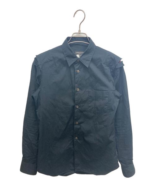 COMME des GARCONS HOMME PLUS（コムデギャルソンオムプリュス）COMME des GARCONS HOMME PLUS (コムデギャルソンオムプリュス) ショルダーダメージ加工フロントポケットシャツ ブラック サイズ:SIZE XSの古着・服飾アイテム