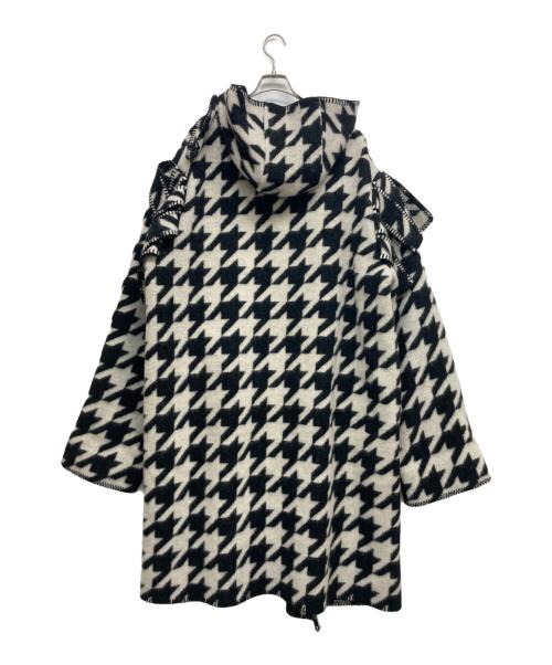BURBERRY（バーバリー）BURBERRY (バーバリー) Houndstooth Wool Blanket Cape/ハウンドトゥースウールブランケットケープ ホワイト×ブラック サイズ:Lの古着・服飾アイテム